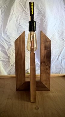 Custom Made Wood Table Lamp With Edison Bulb