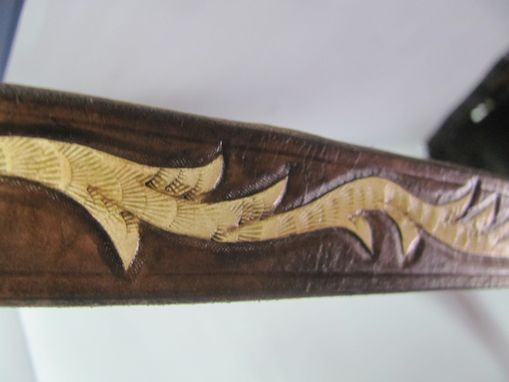 Custom Made Hand Carved Belt, Two Tone Brown