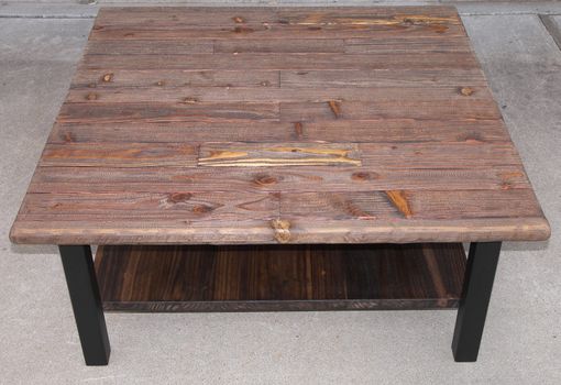 Custom Made Industrial Farmhouse Coffee Table; Modern Urban Rustic Wood And Steel Coffee Table
