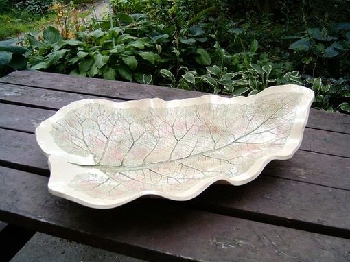 Custom Made Huge Ceramic Leaf Bowl Sculpture From Real Leaf With Watercolor Glaze By Faith Ann Of Fao