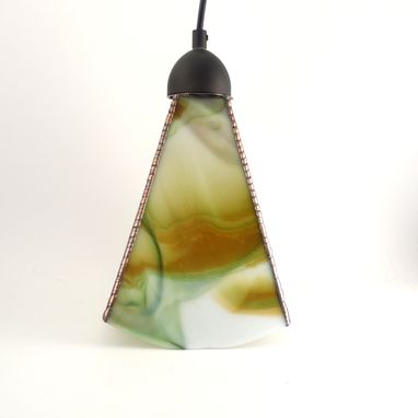 Custom Made Glass Pendant Light Copper Green White Handmade