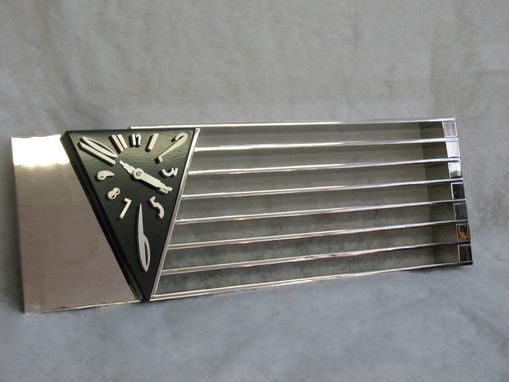 Custom Made Amazing Art Deco Machine Age Monumental Triangle Clock After A Design By Jean Puiforcat