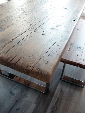 Custom Made Modern Reclaimed Wood Table And Benches