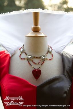 Custom Made Queen Of Hearts Inspired Heart Necklace Choker In Gold Red Black Custom