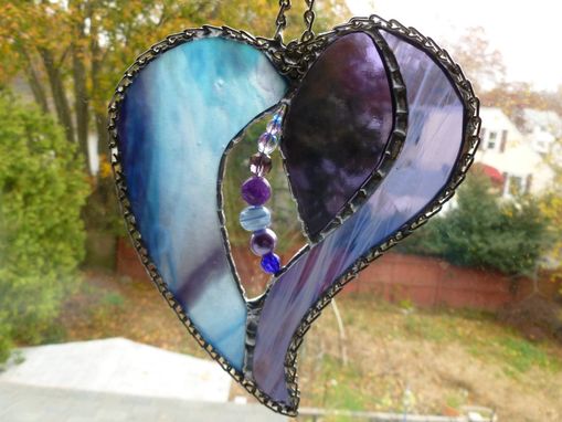 Custom Made Stained Glass Heart With Beads