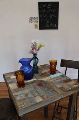 Custom Made Rustic Reclaimed & Sustainably Harvested Wood Pub Kitchen End Table "Mandala''