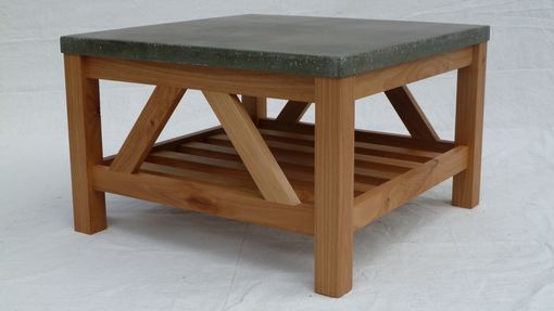 Custom Made Alder Coffee Table With Concrete Top