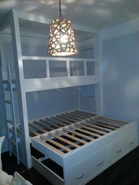 Custom Made Twin Over Twin Built-In Bunk Bed With Pop-Up Trundle
