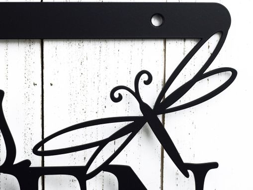 Custom Made Garden Sign With Name, Metal Wall Hanging For Gardener, Dragonfly