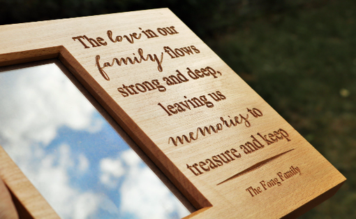 Custom Made Personal Message Beech Wood Picture Frame With Carved Lettering