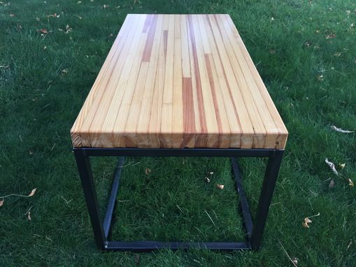 Custom Made Reclaimed Bowling Alley Wood Coffee Table - Handmade In Denver