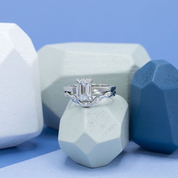 A solitaire diamond engagement ring in platinum.