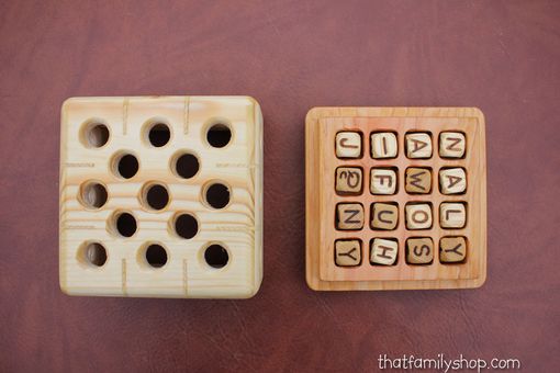 Custom Made Wooden Boggle Game, 4x4 Handcrafted Board, Family Word Play