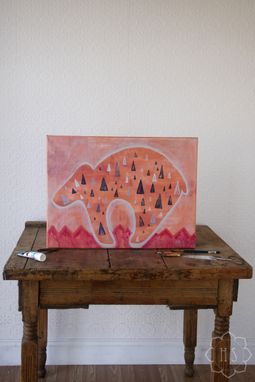 Custom Made Medium Original Acrylic Painting, "Tribal Bear" 20x16