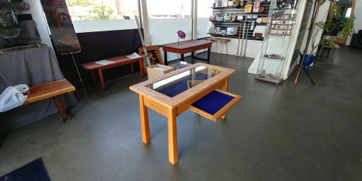Custom Made Solid Oak Military Retirement Shadow Box Table