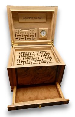 Custom Made 75 Count Custom Humidor With Drawer In Two Tone Finish With Free Engraving And Shipping.