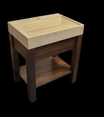 Custom Made Custom Vanity - Hand-Pressed Yuma Concrete Sink With Solid Wood Base