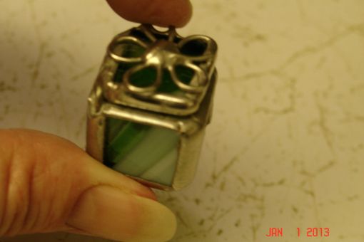 Custom Made Micro Mini Stained Glass Hindged Box In Green 1/2 X 1/2 Glass Squares
