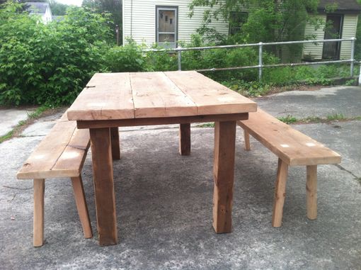 Custom Made Trinity Beam Dining Table & Bench Set