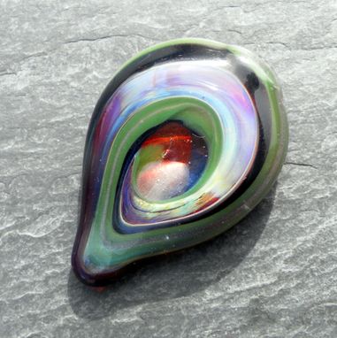 Custom Made Hand-Blown Glass Guitar Pick With Multi-Colored Abstract Design