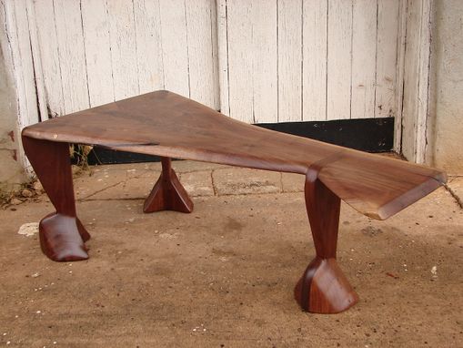 Custom Made Sculptural Mid Century Modern Walnut Live Edge Coffee Table Organic Chic Rustic Fantasy Furniture