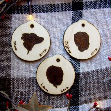 Custom Made Silhouette Ornament - Wooden - Customized - Child Or Pet - Christmas
