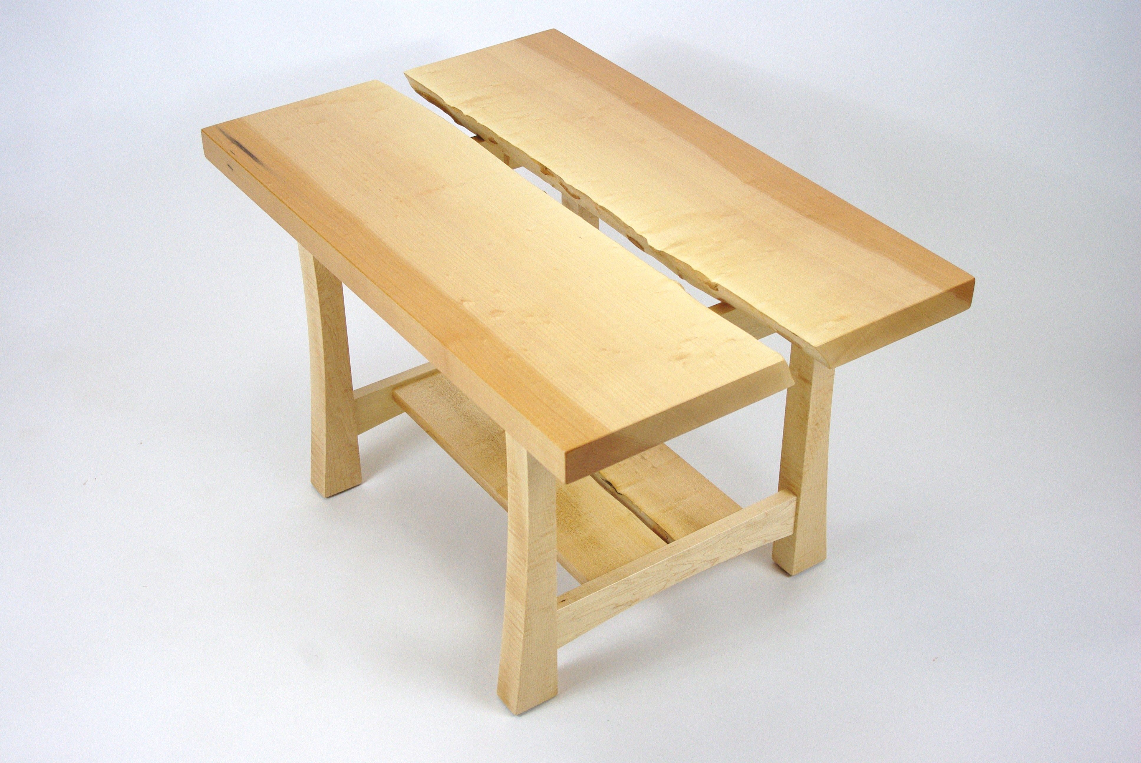 Buy Hand Crafted Inverted Live Edge Slab Table, made to order from