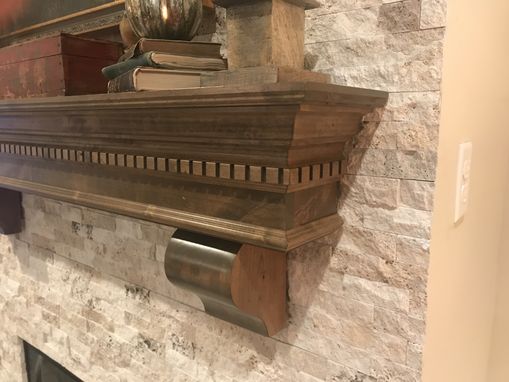 Custom Made Fireplace Mantel Traditional Dental Molding Snake River Design With Corbels Stained Dark Walnut