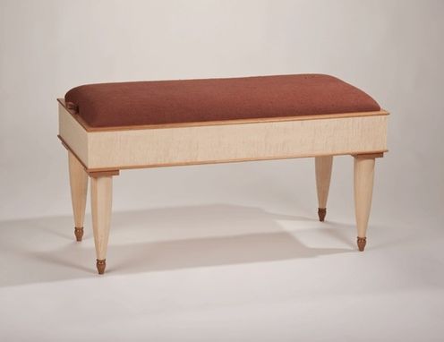 Custom Made Upholstered Cherry Maple English Sycamore Bench With Storage