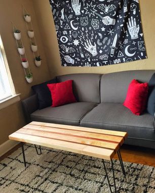 Custom Made Mid Century Modern Hardwood Table With Hairpin Legs