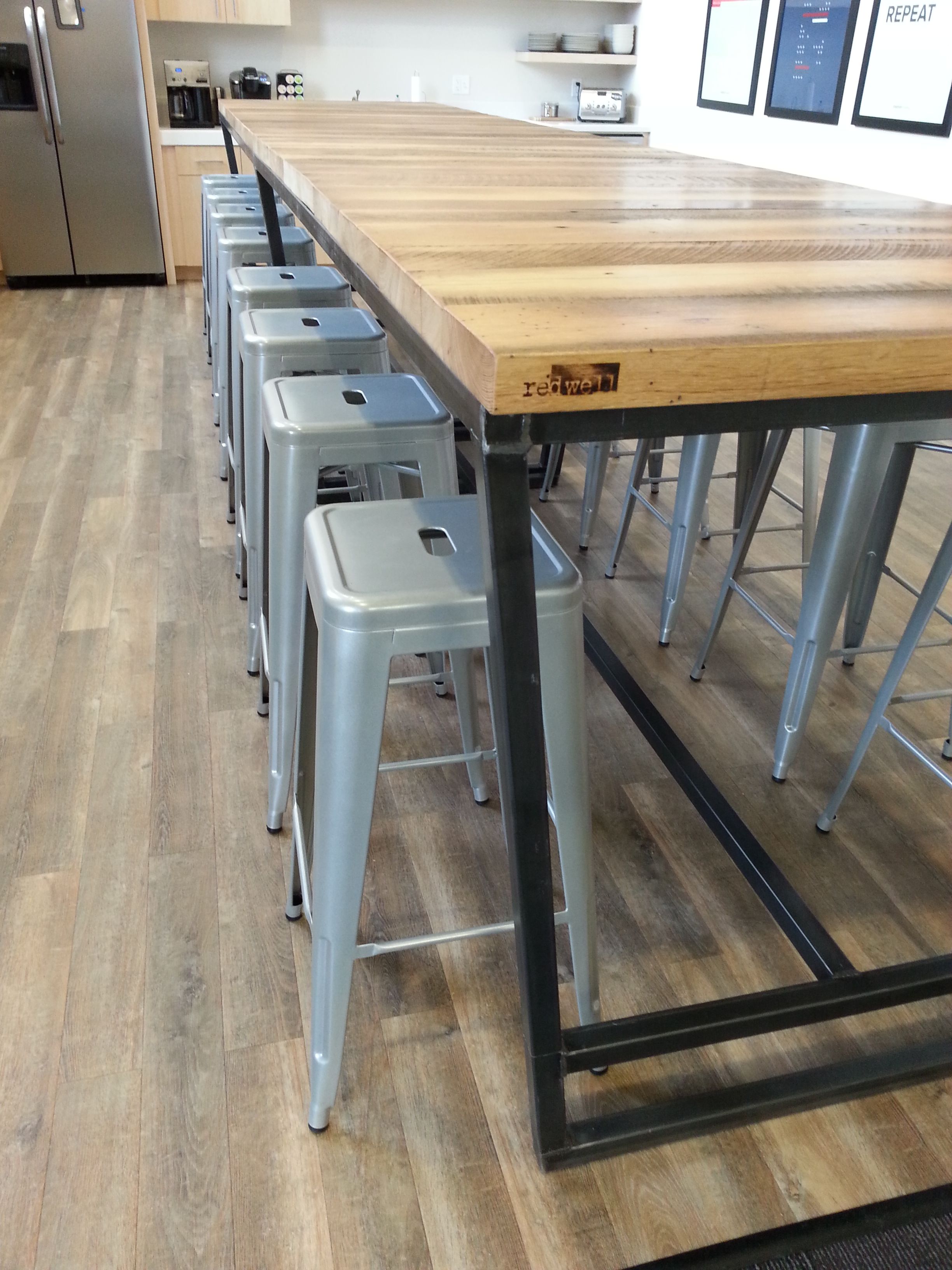 Hand Made Reclaimed Wood And Steel High Top Conference Hand Made Reclaimed Wood And Steel High Top Conference Table By Re Dwell Custommade Com