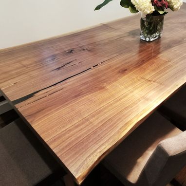 Custom Made Live Edge Dining Table Book-Matched Black Walnut