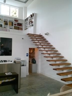 Custom Made Metal Staircase With Solid Hardwood Steps And Handrails