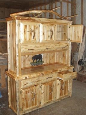 Custom Made Rustic Hutch Buffett Northern White Cedar Storage Cabinet