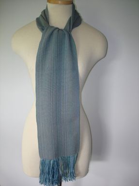 Custom Made Hand Woven Sepia Grey Silk Scarf