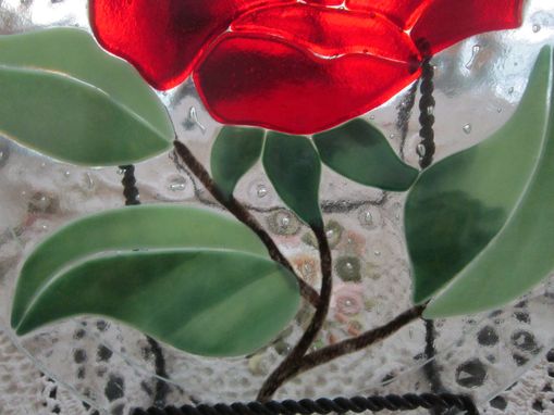 Custom Made Beauty And The Beast Inspired Fused Glass Rose Ornament