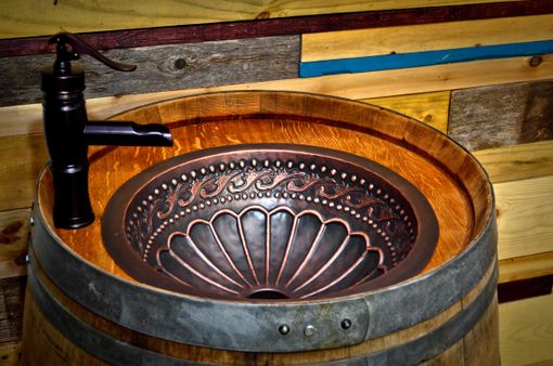 Custom Made Wine Barrel Copper Sink Vanity
