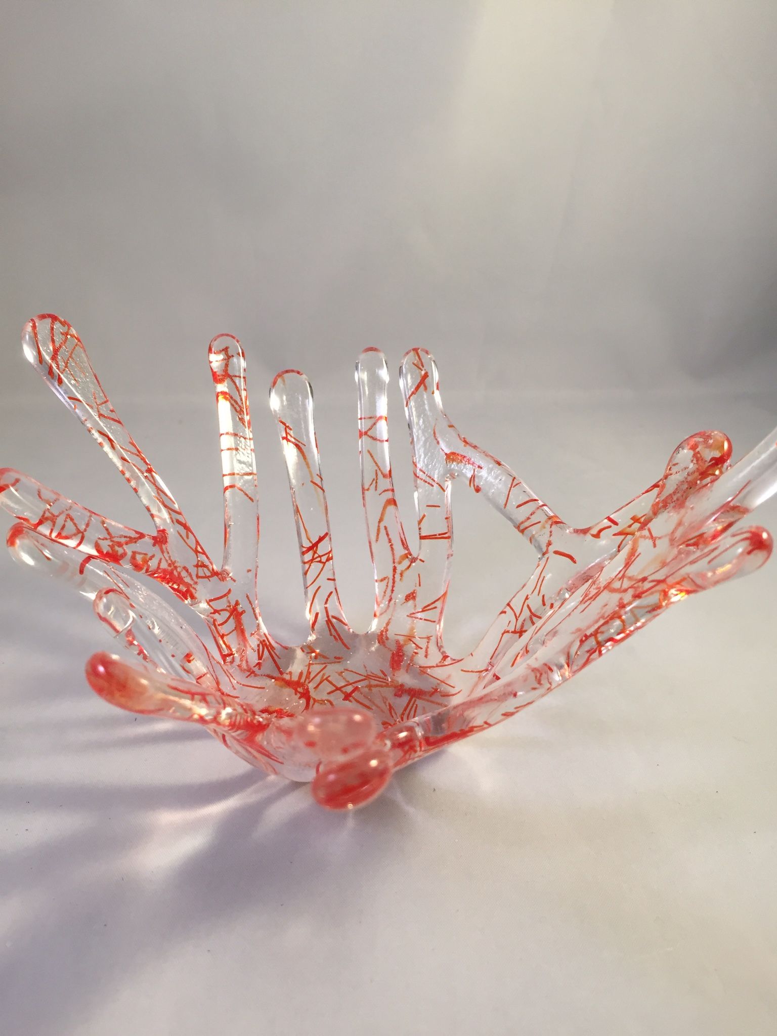 Buy Hand Crafted Red Confetti Coral Candle Holders, made to order from Glass By Helen