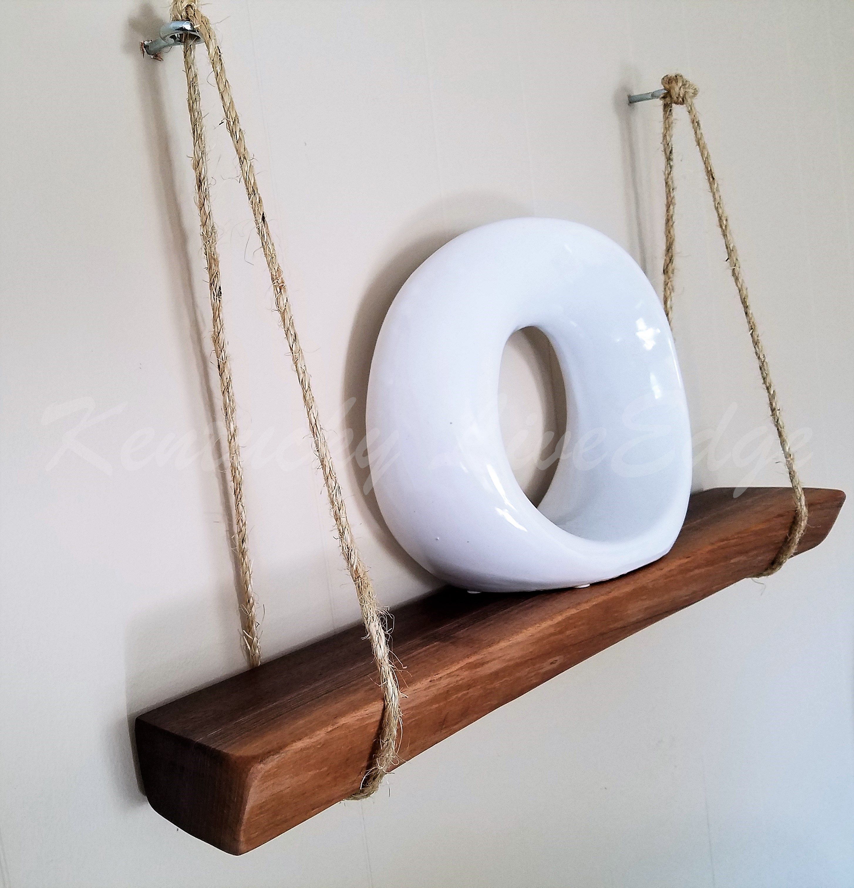 Custom Solid Hardwood Shelf Hanging Shelf Natural Wood Shelf Walnut