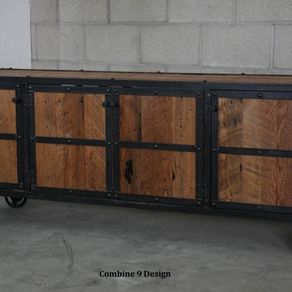 Buy A Hand Made Vintage Industrial Mid Century Modern Media Console Or   47561.475286 