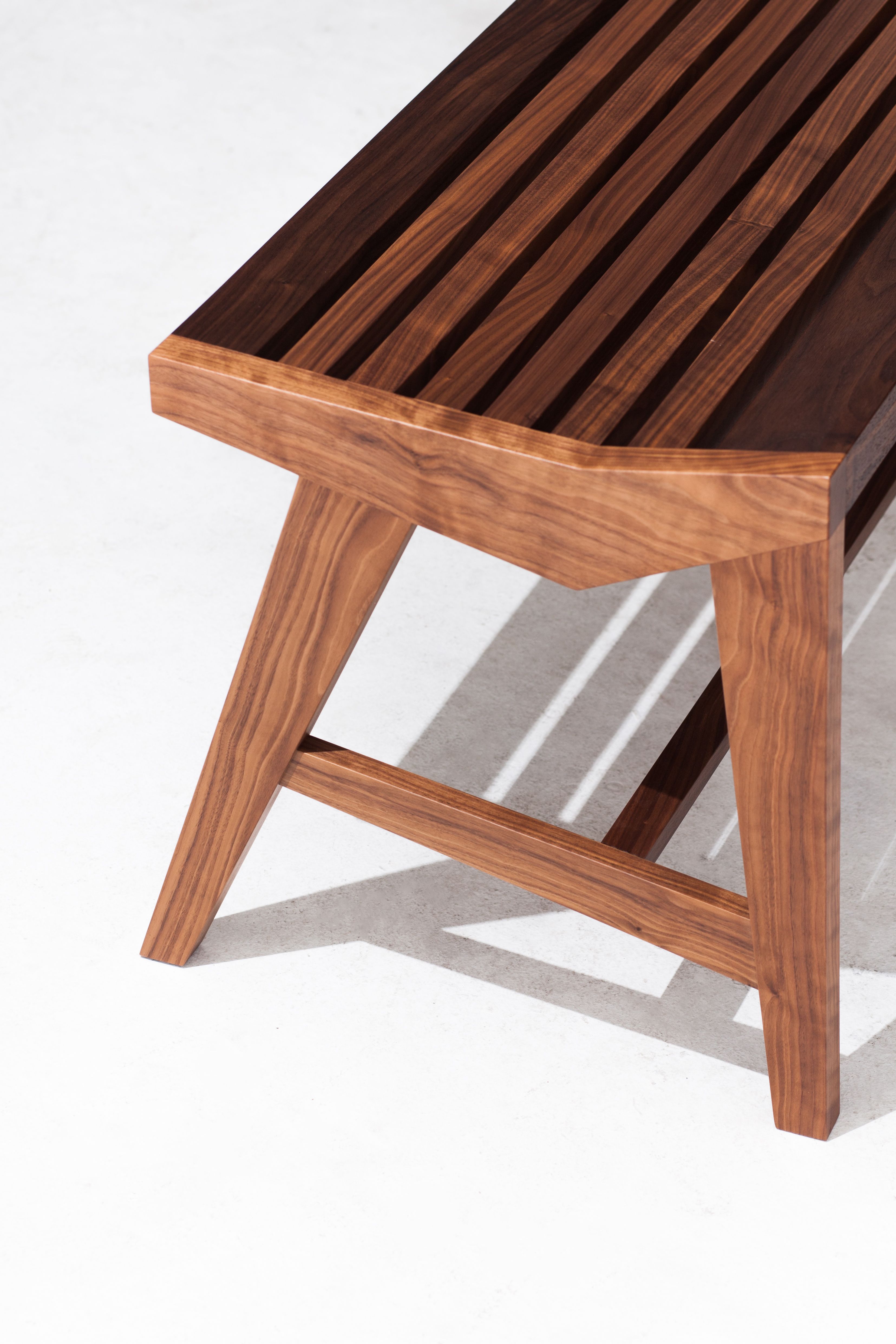 Buy Hand Made Slatted Bench Mid Century Modern Inspired, made to