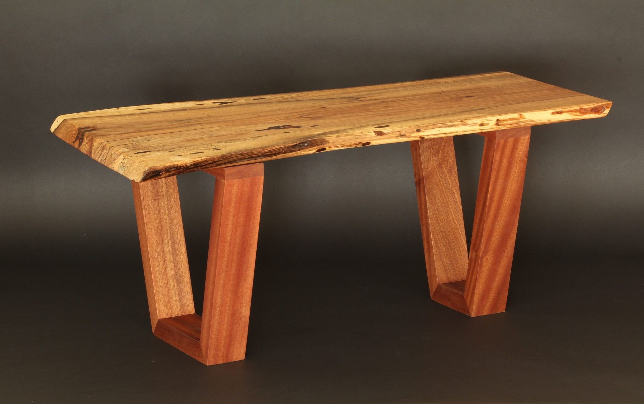 Hand Made Spalted Maple Slab Coffee Table On Sapele Legs by Daniel