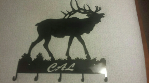 Custom Made Personalized Key/Coat Rack With Bull Elk