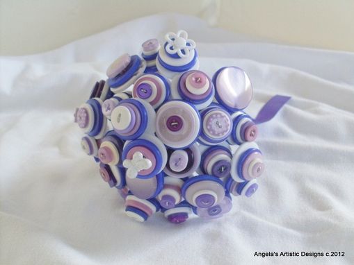 Custom Made Purple Buttons Bridal Bouquet In Set Of Two