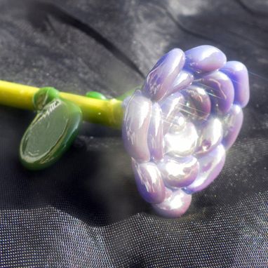 Custom Made Purple And Gold Long-Stemmed Glass Rose Ornament