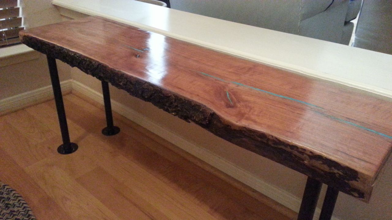 Hand Crafted Live Edge Cherry Wood Slab Coffee Bench Table W