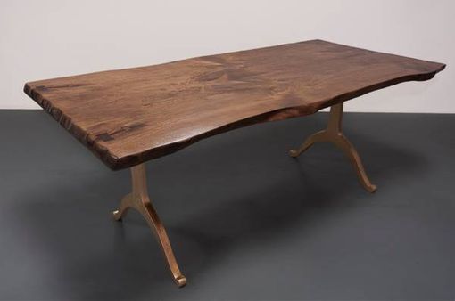 Custom Made Live Edge Butternut Industrial Style Dining Table