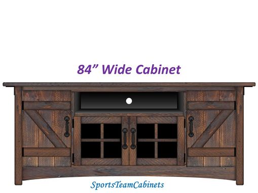 Custom Made 84" Rustic Brown Tv Cabinet / Wall Unit With Barn Doors