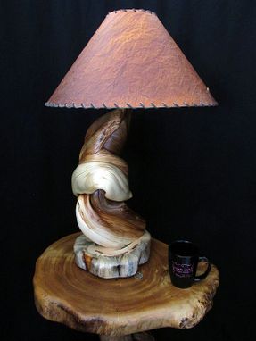 Custom Made Rustic Twisted Juniper Log Table Lamp, Wood Home Decor