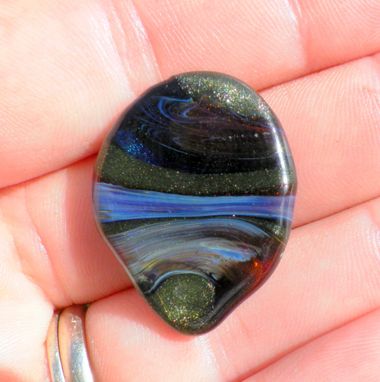 Custom Made Guitar Pick Handblown Glass Lampwork Sparkling Green Blue Twist